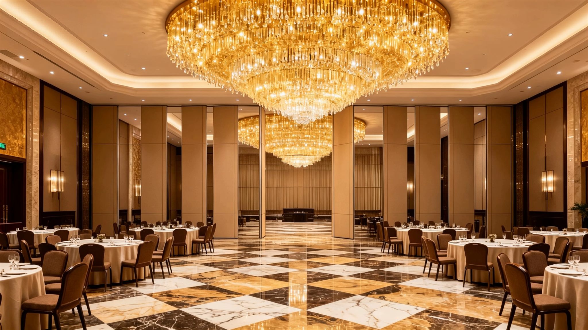 成都酒店宴会厅100型活动隔断安装实景-五星级酒店隔断案例